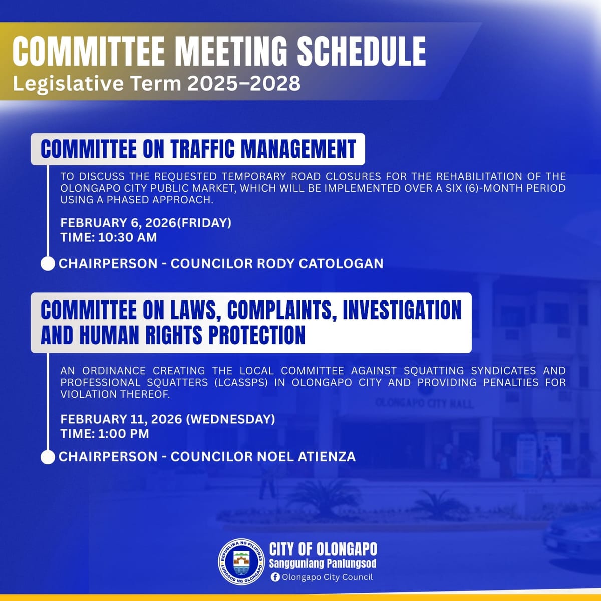 COMMITTEE MEETING SCHEDULE