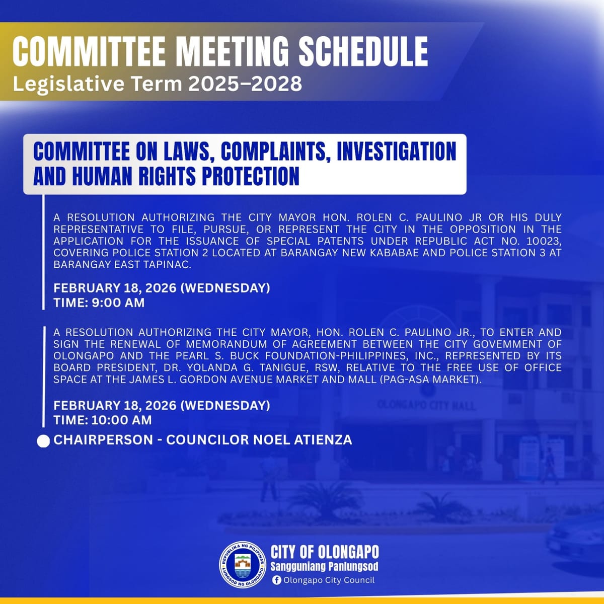 COMMITTEE MEETING SCHEDULE