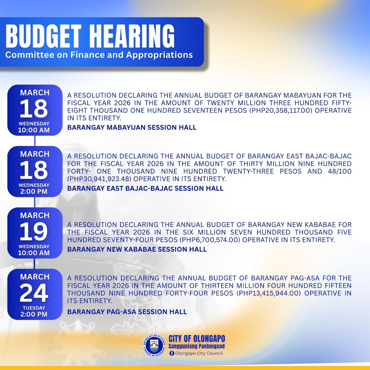 BARANGAY BUDGET HEARING