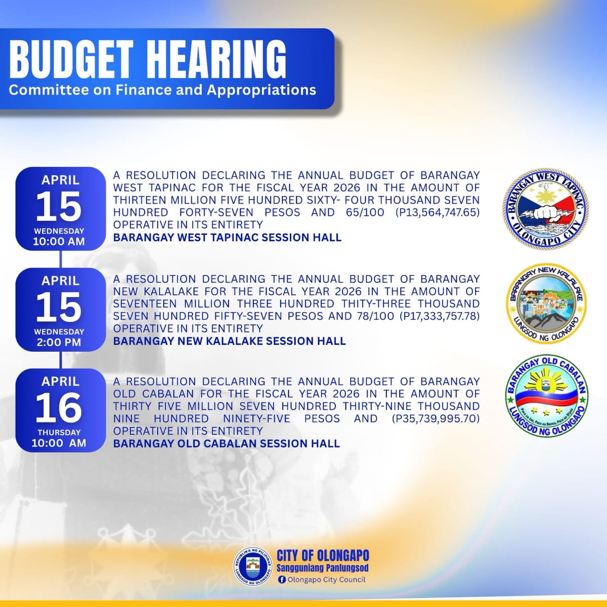 BUDGET HEARING