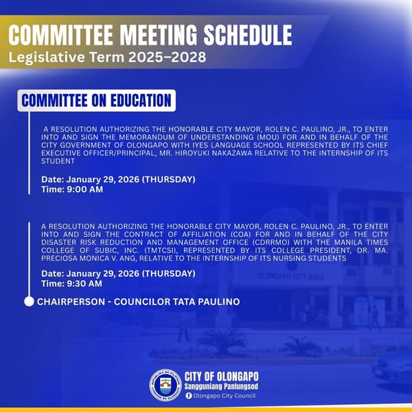 COMMITTEE MEETING SCHEDULE