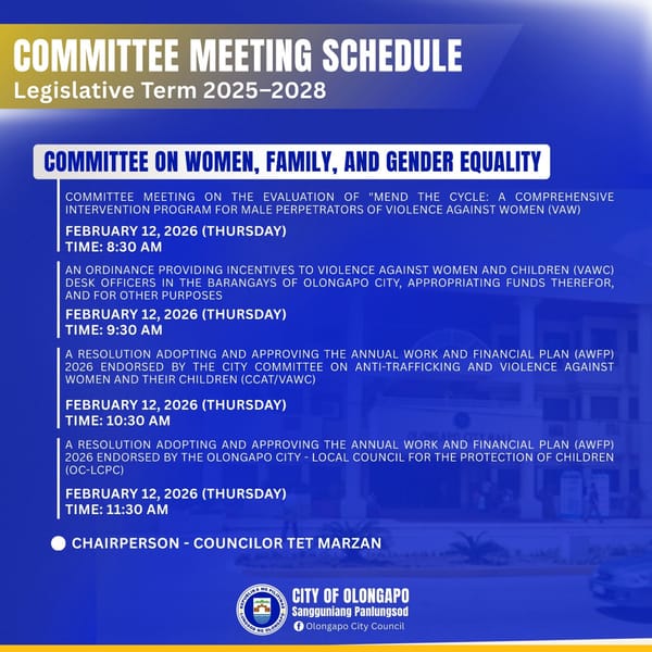 COMMITTEE MEETING SCHEDULE