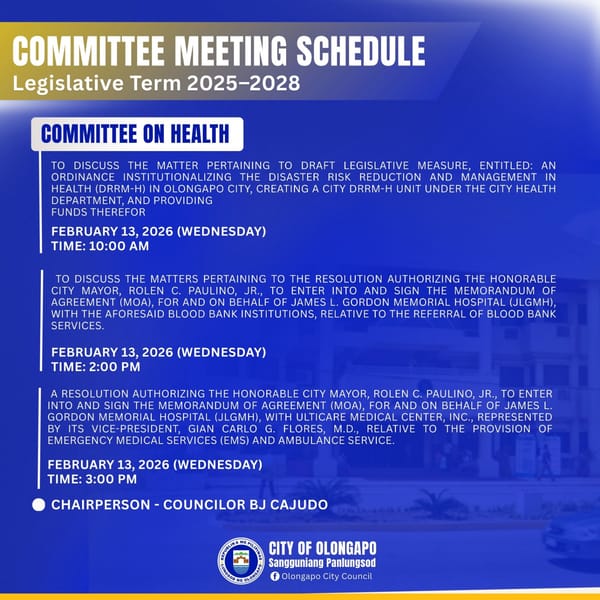 COMMITTEE MEETING SCHEDULE