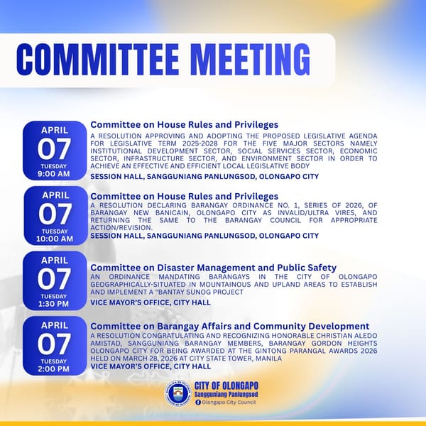 COMMITTEE MEETING SCHEDULE